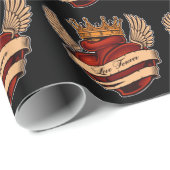 タトゥーアートメキシコハートギフトラッピング紙 ラッピングペーパー (ロールコーナー)