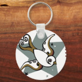 タトゥーアーバンスワローバードデザイン キーホルダー (正面)