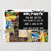 タトゥーインクパーティの招待状 招待状 (正面/裏面)