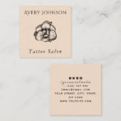 タトゥーエレガントサロン描フラワー&ソーシャルメディア スクエア名刺 (正面/裏面)