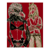 タトゥーカップル、イーグルレディーホースマンポスターレッド