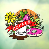 タトゥーカラフル・コーヒーとドーナツ ウィンドウサイン (シート3)