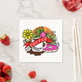 タトゥーカラフル・コーヒーとドーナツ スタンダードカクテルナプキン (インサイチュ)