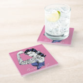 タトゥーガールアームアップサンダー_コーブ ガラスコースター (アングル)