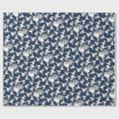 タトゥーガール黒白オンネイビー ラッピングペーパー (フラット)