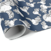 タトゥーガール黒白オンネイビー ラッピングペーパー (ロールコーナー)