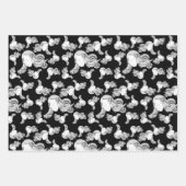 タトゥーガール黒白ピンク ラッピングペーパーシート (正面)