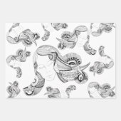 タトゥーガール黒白 ラッピングペーパーシート (正面)