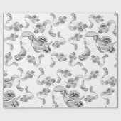 タトゥーガール黒白 ラッピングペーパー (フラット)