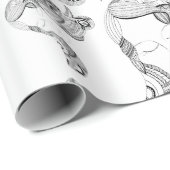 タトゥーガール黒白 ラッピングペーパー (ロールコーナー)