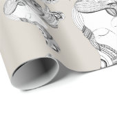 タトゥーガール黒白 ラッピングペーパー (ロールコーナー)