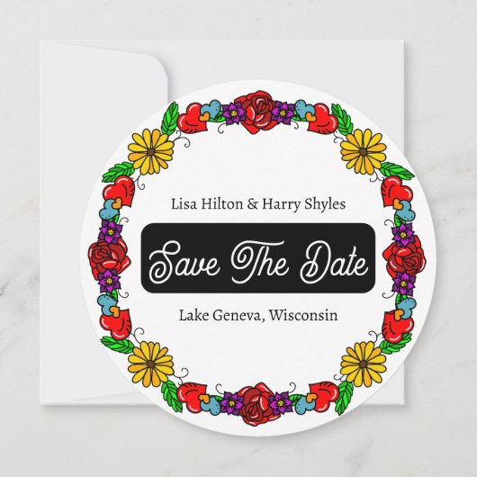 タトゥーグラフィティアートスタイルの結婚式  Save the Date 招待状 (裏面)