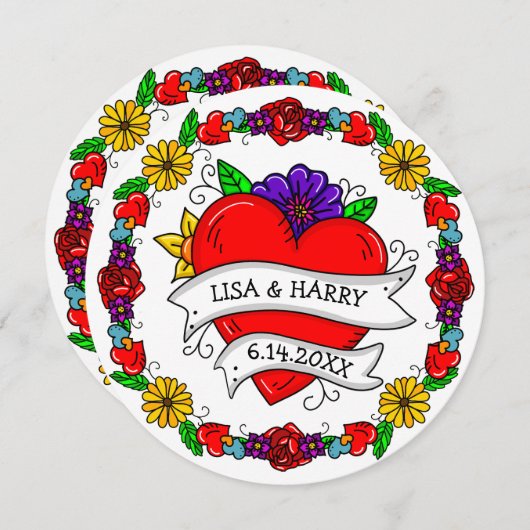 タトゥーグラフィティアートスタイルの結婚式  Save the Date 招待状 (正面/裏面)