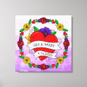 タトゥーグラフィティアート結婚スタイルの新郎新婦 キャンバスプリント (正面)