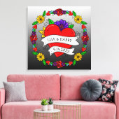 タトゥーグラフィティアート結婚スタイルの新郎新婦 キャンバスプリント (インサイチュ (リビング))