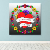 タトゥーグラフィティアート結婚スタイルの新郎新婦 キャンバスプリント (インサイチュ (ウッドフロア))