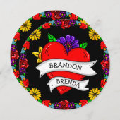 タトゥーグラフティアートスタイル結婚ズ 招待状 (正面/裏面)