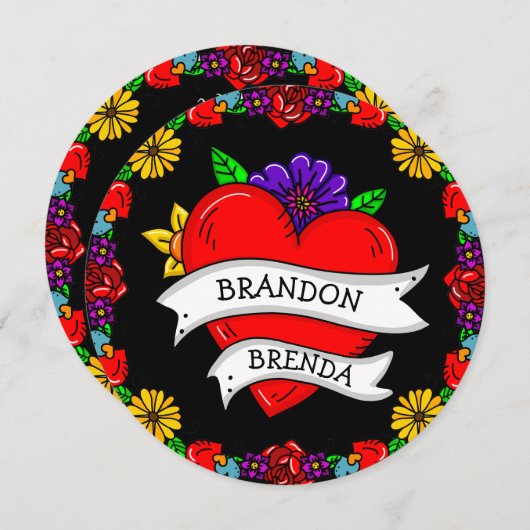 タトゥーグラフティアートスタイル結婚ズ 招待状 (正面/裏面)