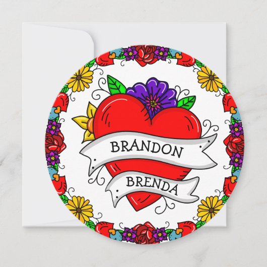 タトゥーグラフティアートスタイル結婚ズ 招待状 (正面)