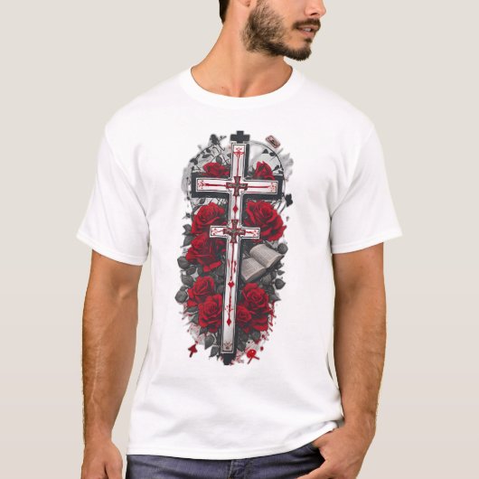 タトゥーゴシック十字架10 Tシャツ (正面)
