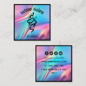 タトゥーサロンスネークホログラフィック スクエア名刺 (正面/裏面)