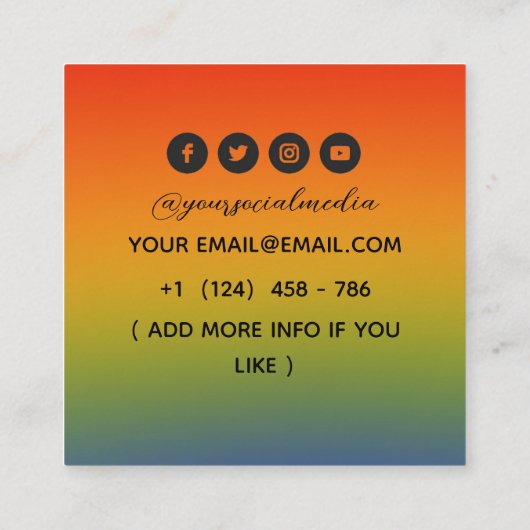 タトゥーサロンバタフライガカラフルス スクエア名刺 (裏面)