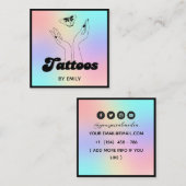 タトゥーサロン神秘的な蝶ホログラフィー スクエア名刺 (正面/裏面)