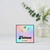 タトゥーサロン神秘的な蝶ホログラフィー スクエア名刺 (スタンド正面)