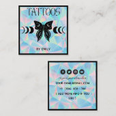 タトゥーサロン神秘的な蝶ホログラフィー スクエア名刺 (正面/裏面)