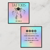 タトゥーサロン神秘的ホログラフィック スクエア名刺 (正面/裏面)