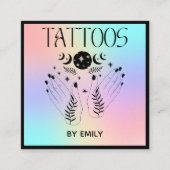 タトゥーサロン神秘的ホログラフィック スクエア名刺 (正面)