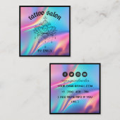 タトゥーサロン神秘的ホログラフィック スクエア名刺 (正面/裏面)