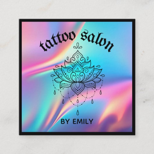 タトゥーサロン神秘的ホログラフィック スクエア名刺 (正面)