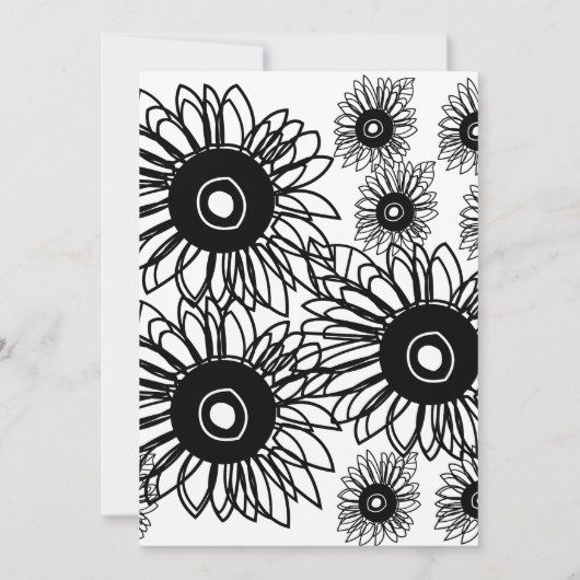 タトゥーサンフラワーフローラ白黒タトゥー結婚ズ 招待状 (裏面)