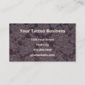 タトゥーショップゴシックスカルホワイトグレーフローラ 名刺 (裏面)