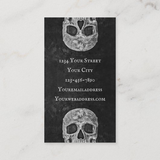 タトゥーショップゴシック黒と白のスカル頭 名刺 (裏面)