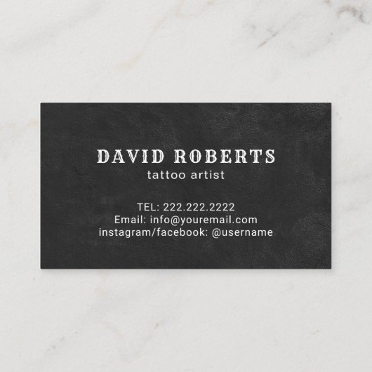 タトゥーショップタトゥーガングランジタイポグラフィ 名刺 (裏面)