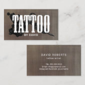 タトゥーショップタトゥーガンゴシックタイポグラフィヴィンテージ 名刺 (正面/裏面)