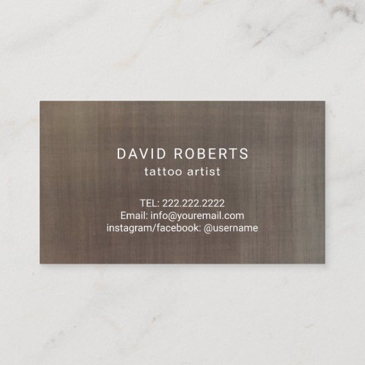 タトゥーショップタトゥーガンゴシックタイポグラフィヴィンテージ 名刺 (裏面)