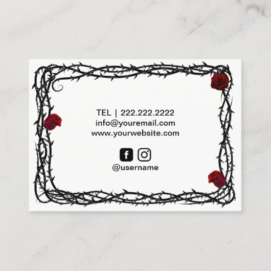 タトゥーショップタトゥーガンゴシックトーン&つる植物 名刺 (裏面)