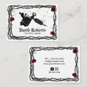 タトゥーショップタトゥーガンゴシックトーン&つる植物 名刺 (正面/裏面)