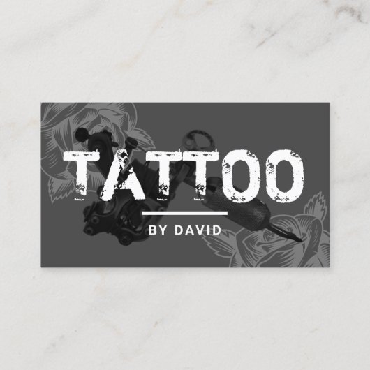 タトゥーショップタトゥーガンバラフラワータイポグラフィ 名刺 (正面)