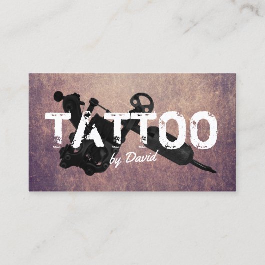 タトゥーショップタトゥーガンプロフェッショナルタイポグラフィ 名刺 (正面)