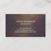 タトゥーショップタトゥーガンヴィンテージ金ゴールドタイポグラフィ 名刺 (裏面)