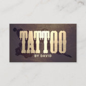 タトゥーショップタトゥーガンヴィンテージ金ゴールドタイポグラフィ 名刺 (正面)