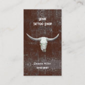 タトゥーショップブルスカルロデオブラウンホワイトウェスタン 名刺 (正面)