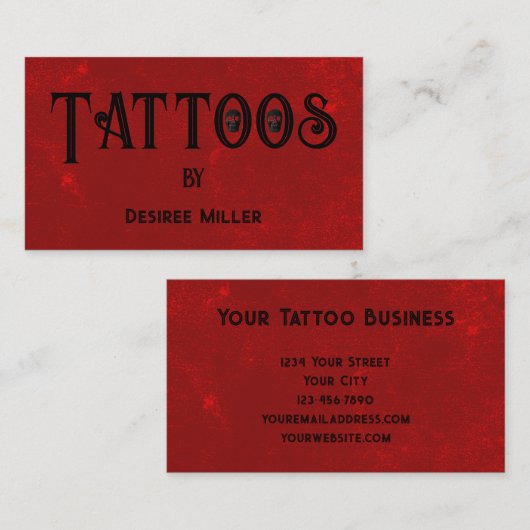 タトゥーショップレッドブラッククリエイティブスカル 名刺 (正面/裏面)