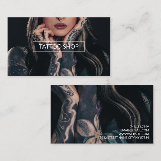 タトゥーショップ 名刺 (正面/裏面)