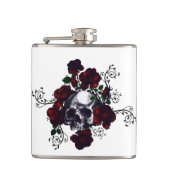 タトゥースカルとレッドローズゴシックフラスコ フラスク (正面)