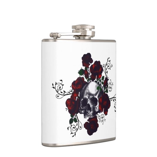 タトゥースカルとレッドローズゴシックフラスコ フラスク (右)